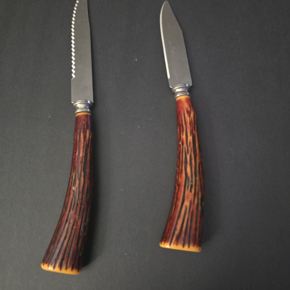 Vintage Bakelite Knives MCM British Crown Crest Sheffield. Wood&horn Style